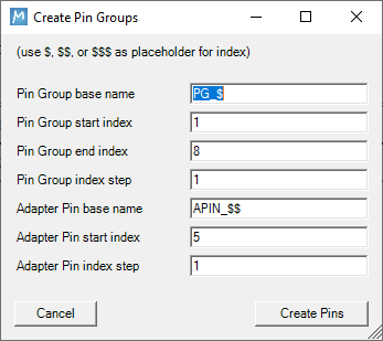 Figure 7.4: Create pin groups for adapter pins