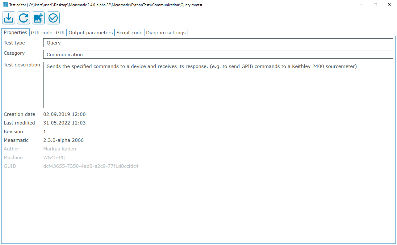 Figure 6.1: Test Editor: Properties
