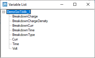 Figure 8.4: Variable List