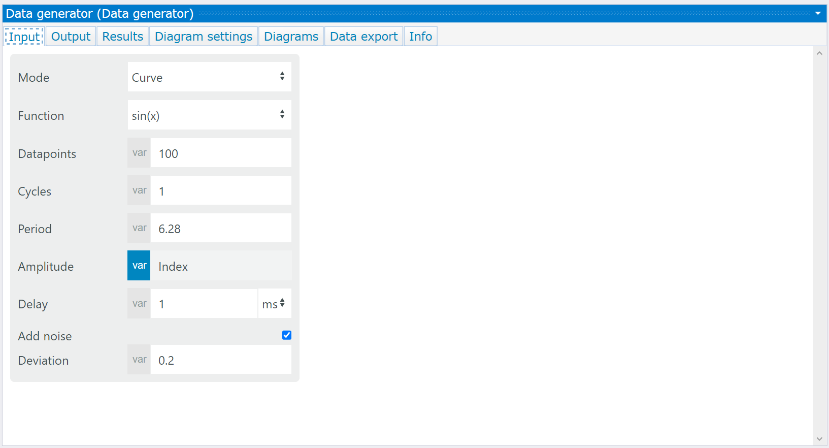 Input example of data generator test