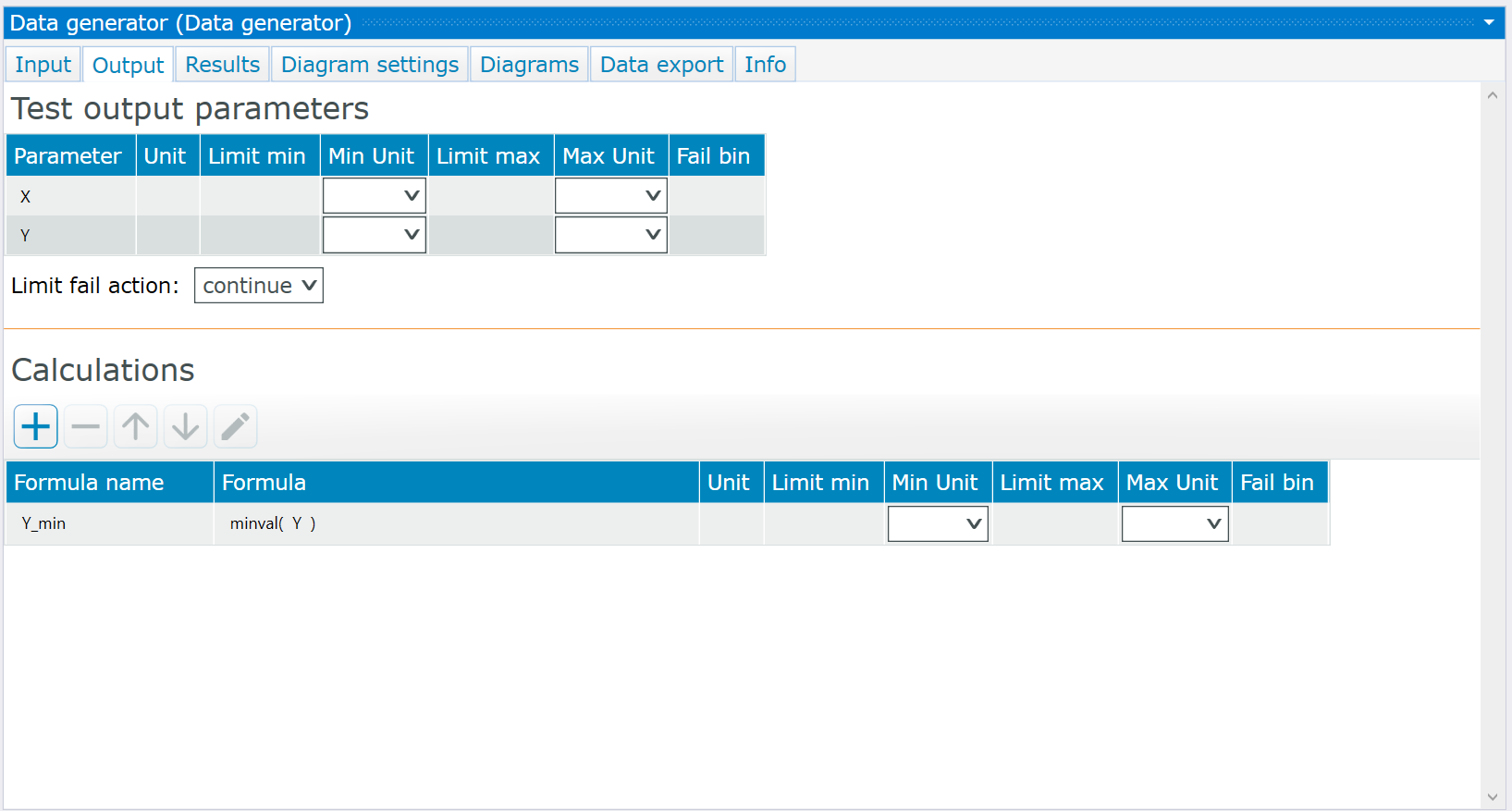 Output example of data generator test